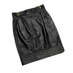Vintage Escada Leather Pencil Skirt Classic Biker Core Quiet Luxury‎ Black 10